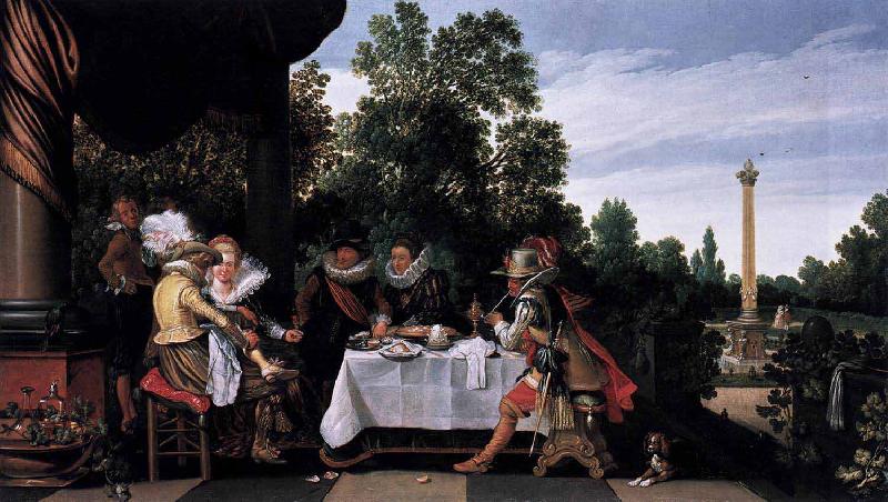 Esaias Van de Velde Merry company banqueting on a terrace Sweden oil painting art